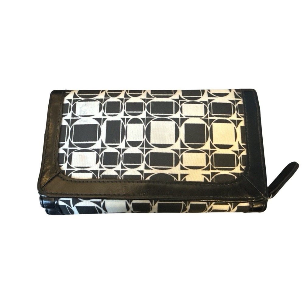 Vintage Geometric Trifold Wallet With Checkbook Holder & Calculator UnBranded